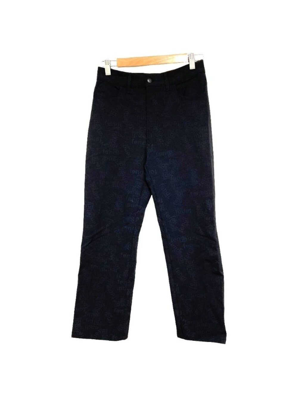 Fendi Jeans Vintage Logo All Over Print Stretch Pants I Black Trousers 42